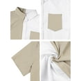 thumbnail image 6 of Unique Bargains Men's Button Down Short Sleeve Summer Cotton Patchwork Shirts L White Khaki, 6 of 6