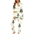 thumbnail image 2 of asdoklhq Women Christmas Pajamas Women's Christmas Home Pocket Printed Pajama Set for Daily Home Wear Long Sleeves Set Army Green XL, 2 of 7