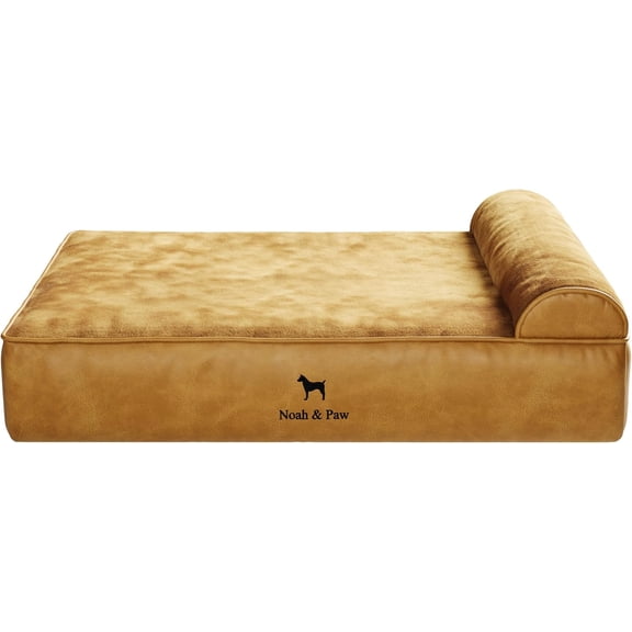 NOAH & PAW Large Dog Bed, 35x25x11 Inch, Orthopedic Dog Beds, Eggshell Memory Foam Infused with Cooling Gel, Waterproof, Machine Washable, Includes Inner Cover (Vegan Leather)
