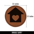 thumbnail image 2 of House with Heart 2.5" Faux Leather Round Engraved Iron-On Patch - Brown, 2 of 6