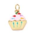 thumbnail image 2 of 10 pc Real 18K Gold Plated Brass Charms with Enamel and Jump Rings Cup Cake Pink 14.5x12x3mm Jump Ring: 5x1mm 3mm Inner Diameter, 2 of 4