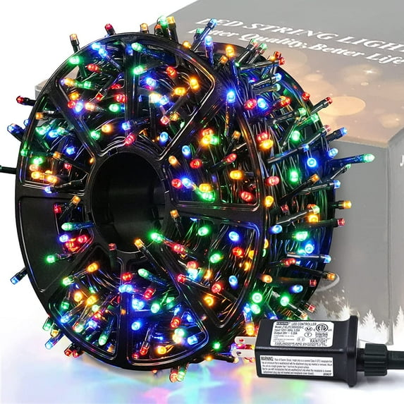 JMEXSUSS 500 LED Christmas String Lights Outdoor, 173ft 8 Modes Multicolor Christmas Lights Plug in, Waterproof Green Wire LED Christmas Tree Lights for Indoor Tree Xmas Decor