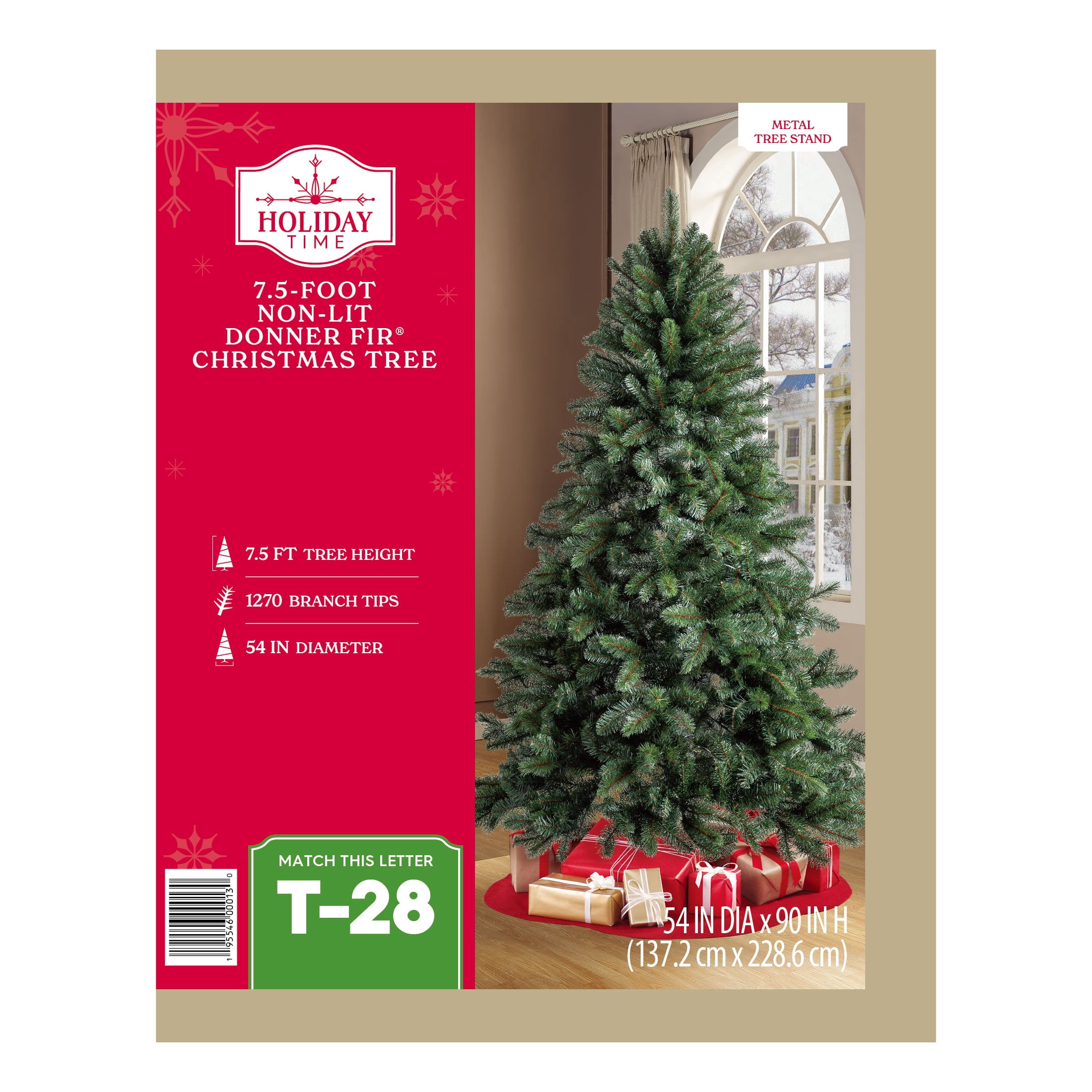 7.5' Donner Fir Green Artificial Christmas Tree, by Holiday Time