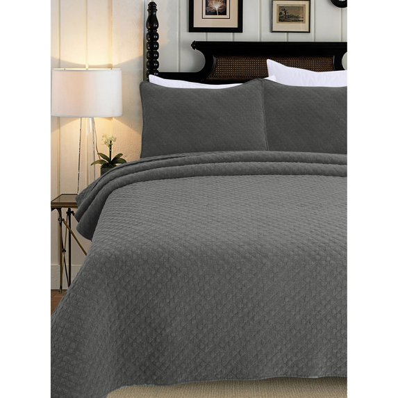 Melange Home Stonewash Series Nomad Cotton Shell Quilt Set
