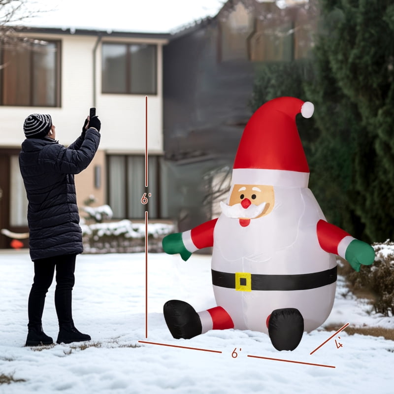 Alvantor Christmas Inflatables Santa with Rotating Light, Blow-Up Yard Decoration 72.4"x49.2"x72" Red/White