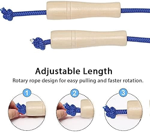 16 FT Long Jump Rope for Kids, Adjustable Double Dutch Skipping Rope with Wooden Handle, Multiplayer Team Jumping Rope for Outdoor Fun, School Sport, Party Game, Birthday Gift