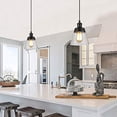 thumbnail image 2 of Industrial Glass Pendant Light with Handblown Clear Seeded Glass Shade, One-Light Adjustable Rustic Mini Pendant Lighting Fixture for Kitchen Island Cafe Bar Farmhouse, Black, 2 of 5