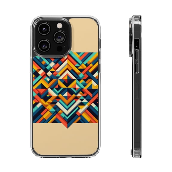 DistinctInk Hybrid (Acrylic / TPU) Clear Slim Fit Case for Apple iPhone 15 Pro MAX (6.7" Screen) - "Vibrantly Geometric: A Stunning 3D Tessellation of Colorful Shapes"