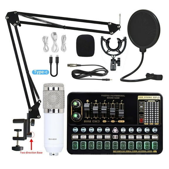 Professional Condenser Microphone BM 800 Wireless V10 PRO Sound Card For PC Computer Phone Live Singing Gaming ,Clear Sound