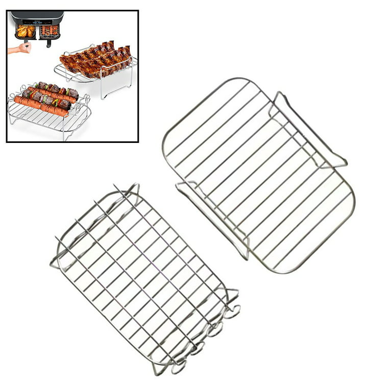Air Fryer Rack Stainless Steel Double Basket Grill Sticks Accessories 