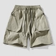thumbnail image 2 of EOYWHK Running Shorts Men with Pockets Relaxed Fit Multi Pocket Mens Quick Dry Shorts Soft Lightweight Breathable for Basketball Gym Fitness Beige, Size XL, 2 of 5