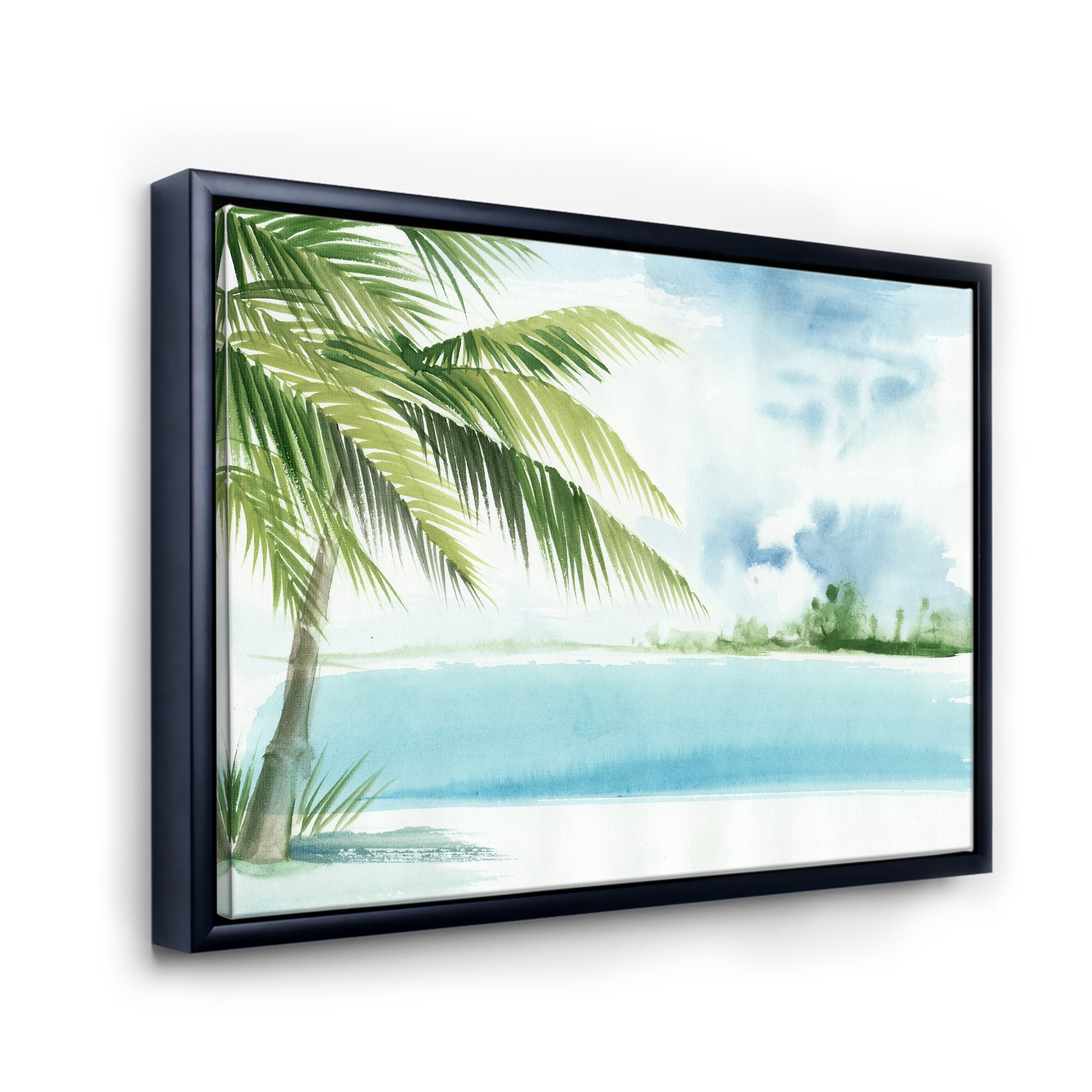 Designart 'Palm Beach Resort At Sunrise I' Nautical & Coastal Framed Canvas Wall Art Print