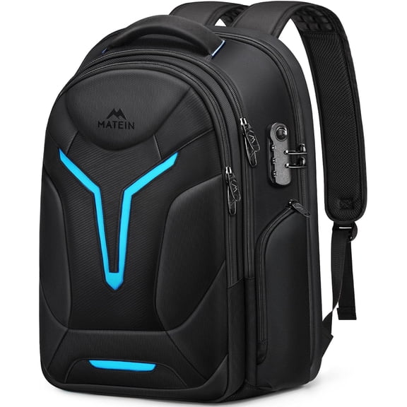 18 inch Gaming Backpack with Thick Padded Laptop Compartment, Anti Theft Extra Large Rain Cover, Waterproof Travel Bag Tech Organizer for Accessories