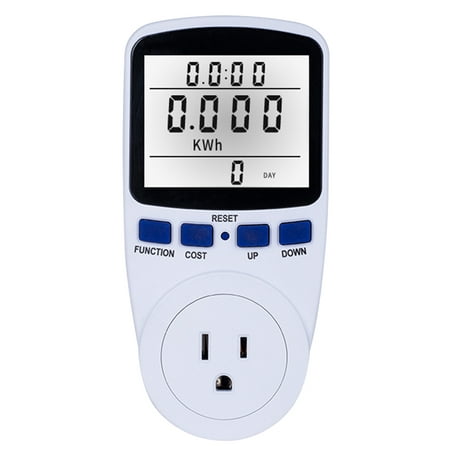 

LCD Display Electricity Usage Power Meter Socket Energy Watt Volt Amps Wattage KWH Consumption Analyzer Monitor Outlet--with Backlight AC110V~ Plug