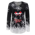 thumbnail image 4 of Pompotops Blouse de Noël à Manches Longues Col en V Imprimé Flocon de Neige Mode Décontractée pour Femmes, 4 of 5