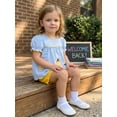 thumbnail image 6 of Caoirhny Kids Little Girls Back to School Outfit 2 T 3T 4T5T 6T 7T 8T Short Sleeve Crew Neck Pencil Plaid T-shirt with Shorts Summer Clothes Set, 6 of 9