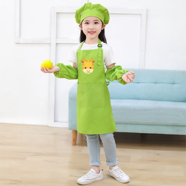 Girls Tops Tees & Shirts Kid Art Smock Apron Set With Sleeve And Hat Three Piece Childrens Designer Painting Aprons Smocks For Kids