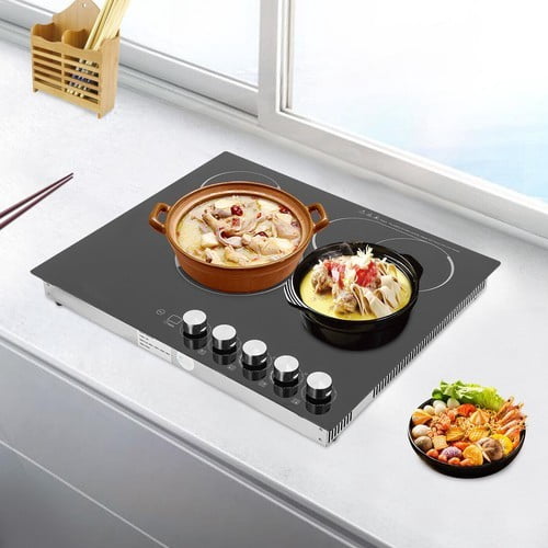 4 Burners Electric Cooktop LED Screen Timing Electric Stovetop 5 Firepower Gears for Kitchens, Cabins