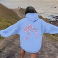 thumbnail image 4 of Chandail à Capuche Long pour Femmes Fermeture Éclair Veste Longue d'Hiver Fermeture Éclair Vêtements d'Automne pour Femmes Chandail à Capuche Décontracté Doux Confortable Chandail Col Rond Manches Imprimé Bleu TTTG, 4 of 7