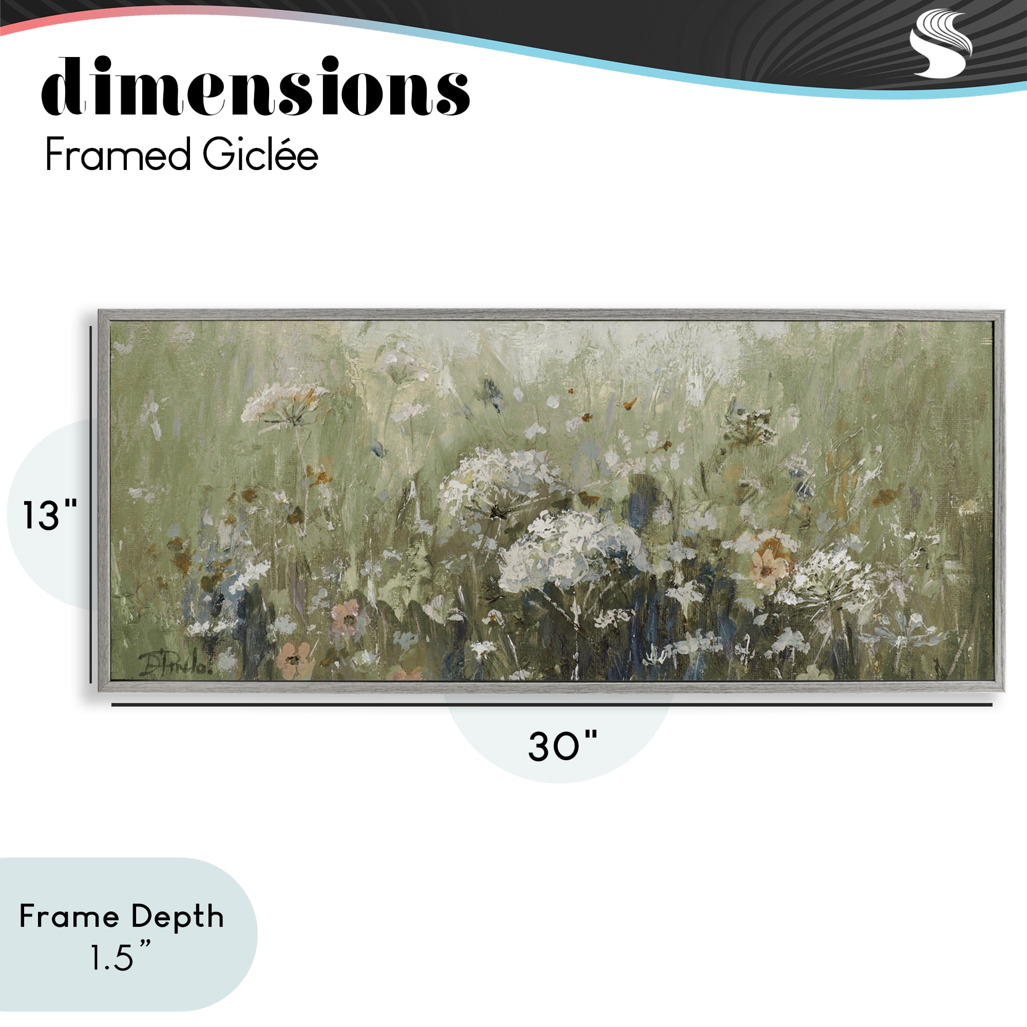 Stupell Industries Mistful Summer Meadow Scene Gray Framed Giclee Art, design by Patricia Pinto