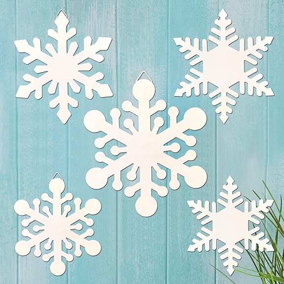 White Snowflake Decorations Metal Wall Art Décor, 5 Pcs 11inch Large for Christmas Tree Decorations for Indoor Outdoor Bedroom Living Room Snowflake Christmas Ornaments