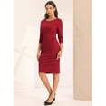 thumbnail image 3 of DARING DIVA Sheath Dress Zipper Neck Work Pencil Dresses L Dark Red, 3 of 6