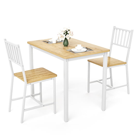 Dining Table Set with 2 Chairs, 3-Piece Kitchen Counter Table for Small Spaces, Industrial Breakfast Nook Set, Space-Saving Bar Table for Living Room