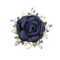 HUANLEDASH Women Brooch 3D Rose Leaf Faux Pearl Rhinestone Lapel Collar Pin Bag Scarf Hat Decoration Brooch Prom Party Jewelry