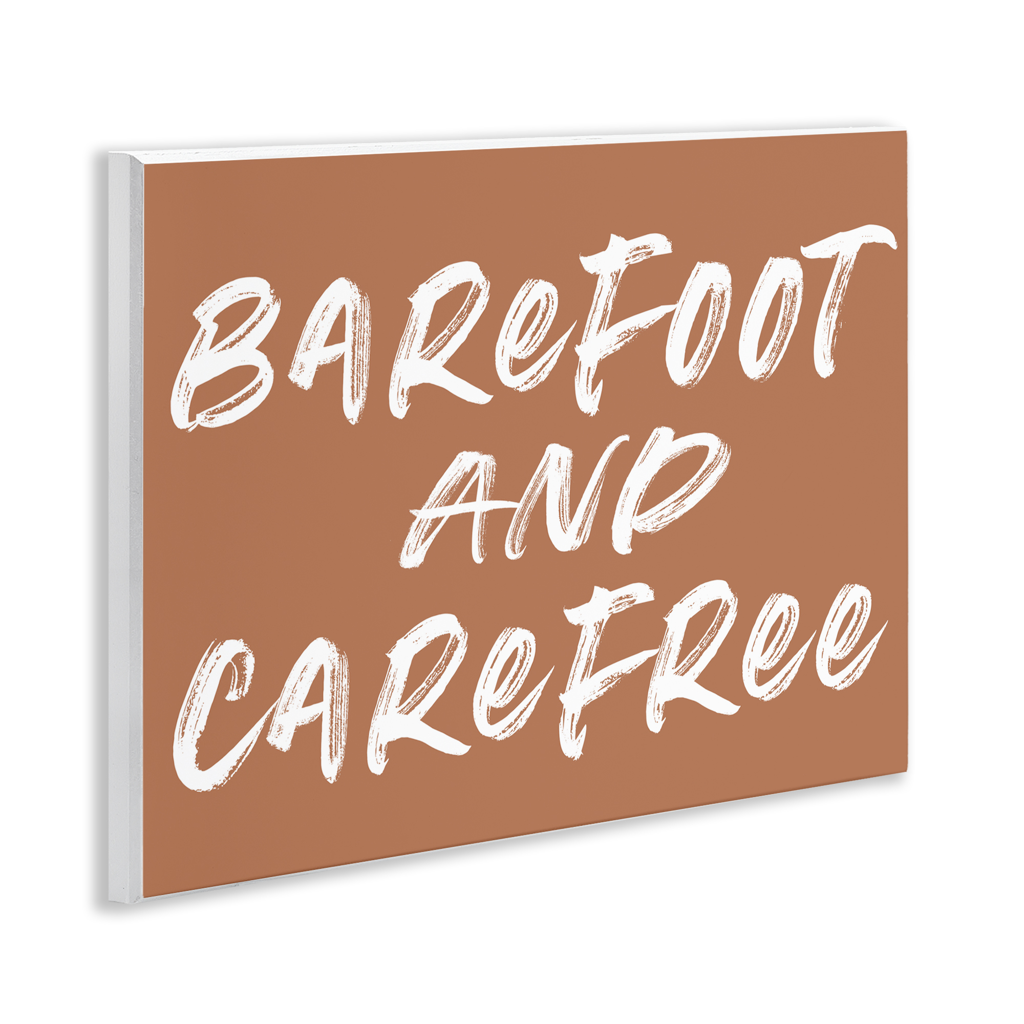 Barefoot & Carefree Brown Wall Plaque Art, design by Lettered and Lined