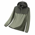 thumbnail image 2 of Tqyyweavej Women's Plus UPF 50+ Lightweight Athletic Jacket Sun Protection Zip Up Hoodies Oversize Color Block Pocketed Shirts for Hiking, 2 of 6