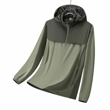 Sun Protection Shirts for Women Raincoat Jackets Hoodies Lightweight Quick Dry Zip Up Sportwear Running Jacket with Pockets Army Green XXL