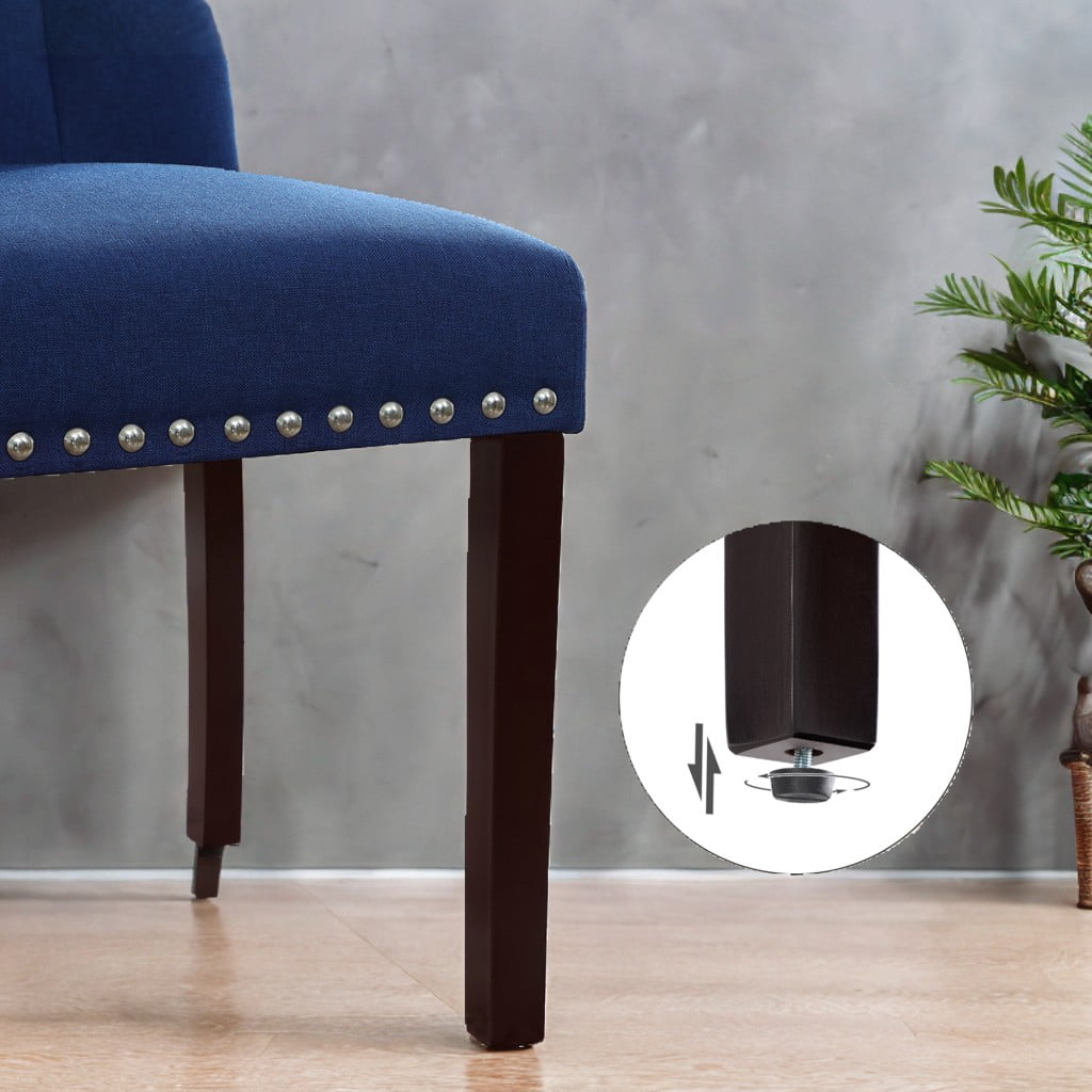 Set of 2 Dining Chairs, High Back, Tufted Design, Solid Wood Legs, Upholstered Seats, 18.1" x 23.2" x 40.5".
