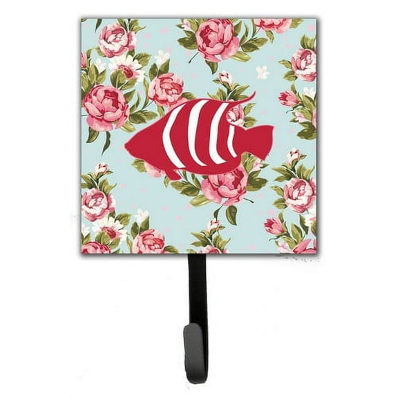 Caroline's Treasures BB1020-RS-BU-SH4 Fish Shabby Chic Blue Roses Leash or Key Holder, Blue, Single Hook, multicolor