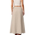 thumbnail image 4 of Wxolcjlv Women's Solid Wrap Tie Maxi Skirt High Waist Casual Long Skirts, 4 of 9