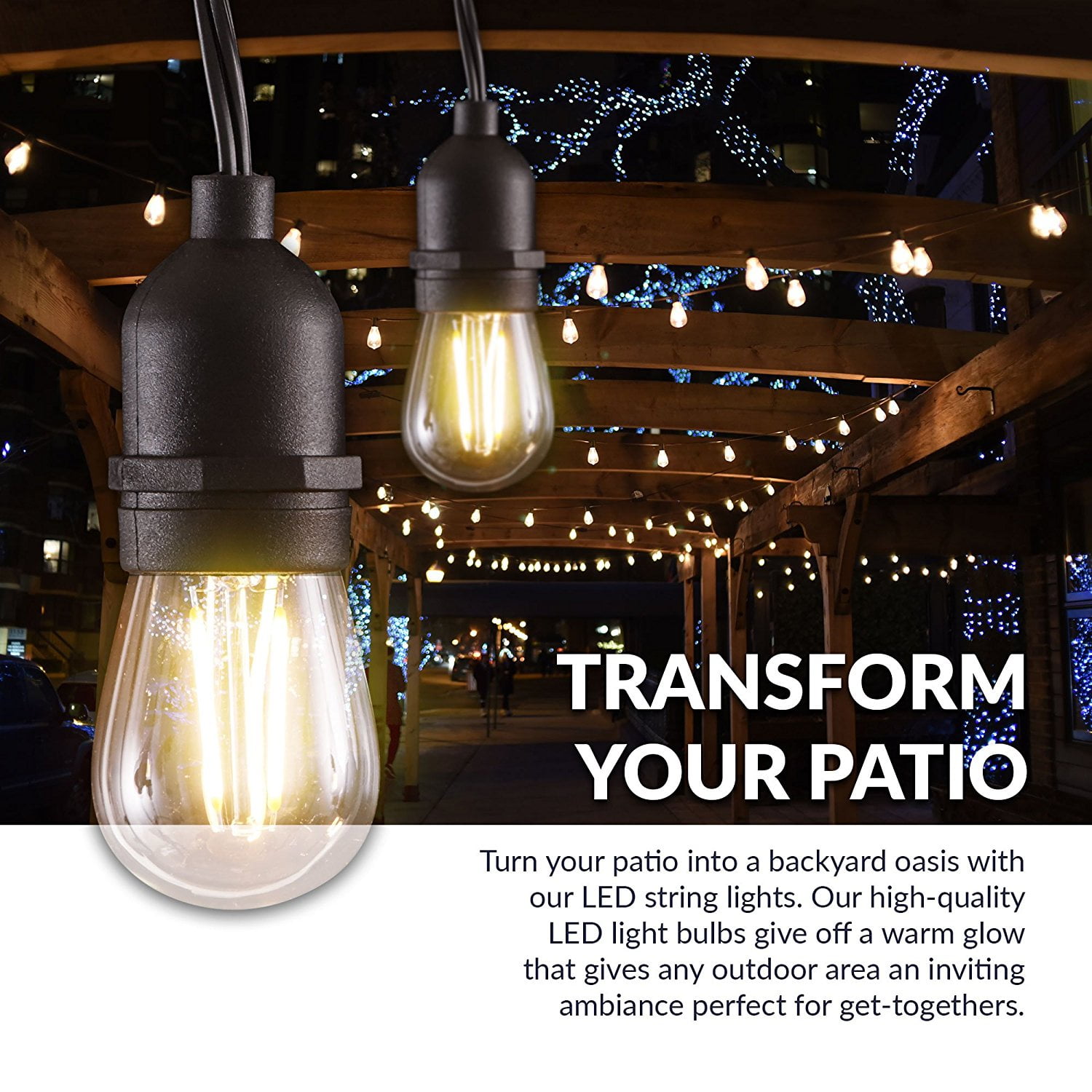 Newhouse Lighting Outdoor Led String Lights With Weatherproof Newhouse Lighting Outdoor Led String Lights With Weatherproof Technology Heavy Duty 48 Foot Cord And 16 Light Bulbs Included Com