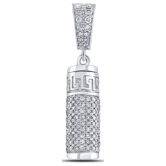 10kt White Gold Mens Round Diamond Urn Cylinder Charm Pendant 1 Cttw