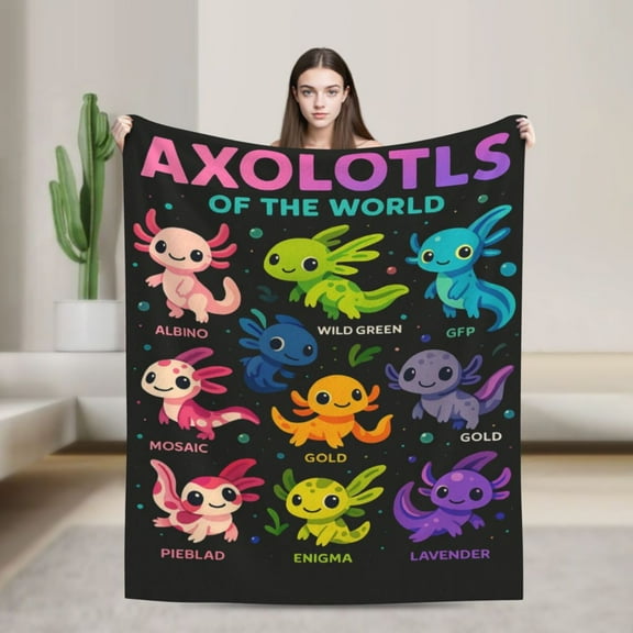 Axolotl Blanket - Cute Axolotl Plush Gifts for Girls Boys Kids Axolotl Lovers - Cartoon Axolotls of The World Fleece Soft Cozy Throw Sheet Lovely Decor for Couch Sofa Birthday Decorations 50x40