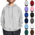 thumbnail image 2 of IAJDKMEK Men's Hoodie Heavyweight Sweatshirt Pullover - Long Sleeve, Solid Color, Kangaroo Pocket, Fleece Lined, Loose Fit, Great for Men's Casual Winter Wear,Royal Blue 2XL, 2 of 8