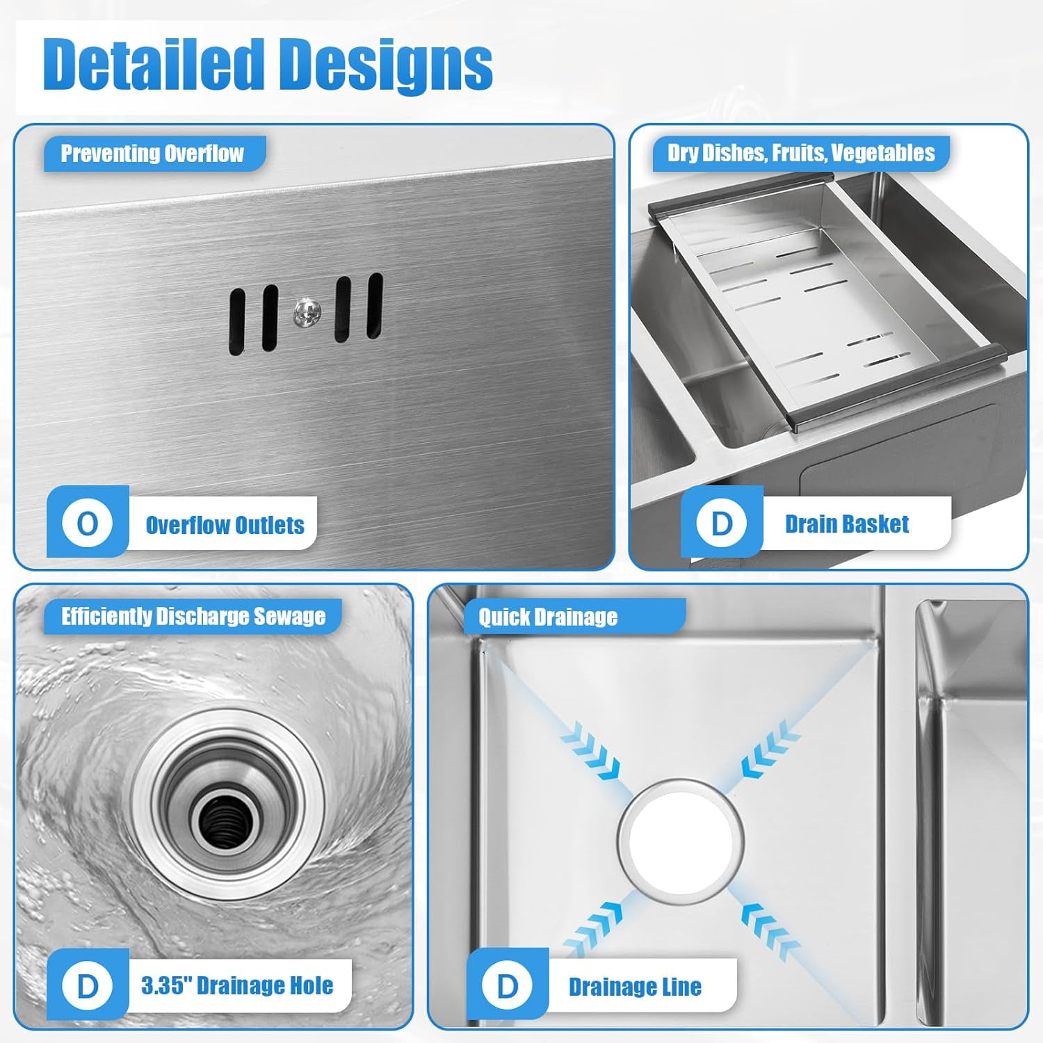 Drop-in Kitchen Sink, 30" x17'' Double Bowl Stainless Steel Built-in Kitchen Sink w/Drain Double Basin with Accessories Black for Garages, Laundry Rooms, Basements, Terraces, Bars, Bathrooms, etc
