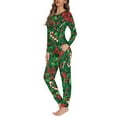 thumbnail image 3 of Renewold 2 Pieces Christmas Pajama Family Matching Set Xmas Bow Pine Cones Long Sleeve Shirts with Lounge Pants Snug-Fit Nightwear Outfits for Women Plus Size XS, 3 of 5