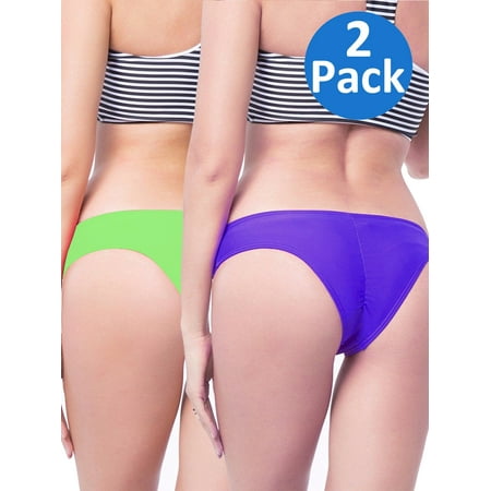 SAYFUT Women s Itsy Back Ruched Cheeky Thong Bikini Bottoms Underwear Stretch Panty 2 Pack