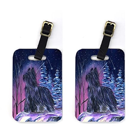 Pair of 2 Starry Night Briard Luggage Tags