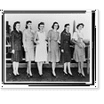 thumbnail image 2 of Historic Framed Print, [Six women in different uniforms to be worn by women volunteers in the Civilian Defense program. Washington Monument in background], 17-7/8" x 21-7/8", 2 of 9