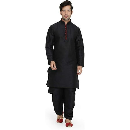 

Royal Kurta Mens Silk Kurta & Salwar Set Black 38