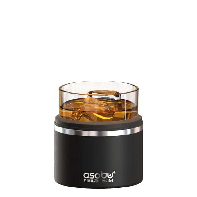 Vaso de whisky Asobu con aislamiento de acero inoxidable, 310 ml, negro