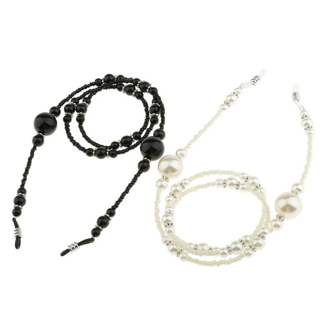 2 Pcs Collier Porte-Lunettes Élégant et Beau avec Perles pour Lunettes de Soleil