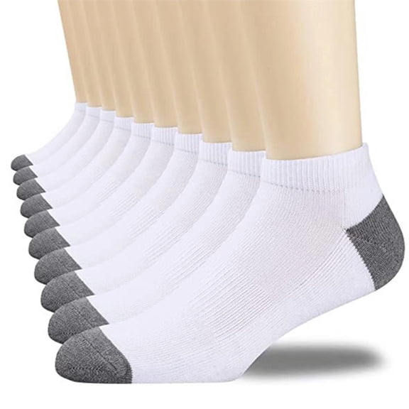 12 Pairs Mens Cushion Ankle Socks Men Low Cut Comfort Breathable Casual Socks,White