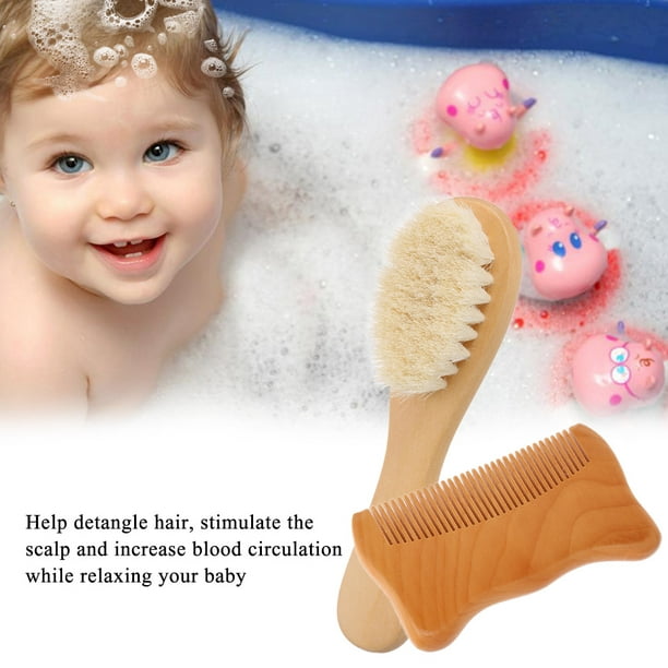 Set brosse et peigne en bois pour bébé à personnaliser