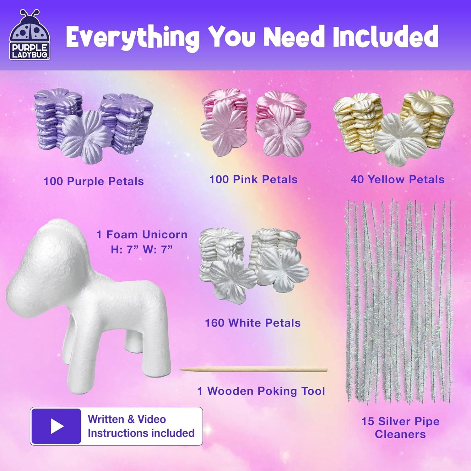 YANTONG Unicorn Poke Art Kit - 3D DIY Foam Figurine Craft Set, Mess-Free Floral Decorating Toy, Creative Art Activity for Kids Ages 4-10 - Giftable Craft Kit for Girls