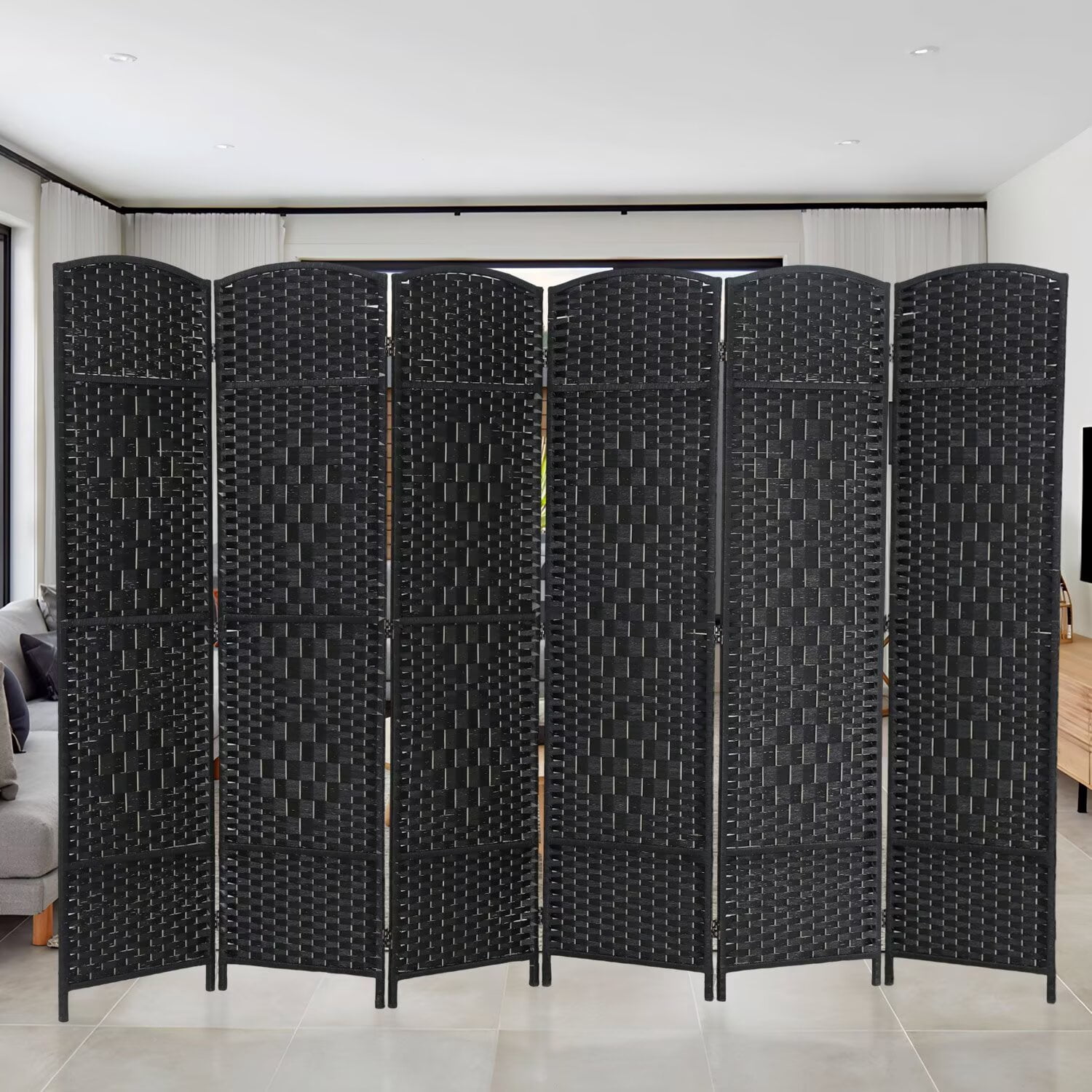 YRLLENSDAN,Room Dividers Panels Folding,Privacy wall Indoor,Wall Divider for Room Separation,Folding Privacy Screen, Freestanding,Wood,6 Panel,Black